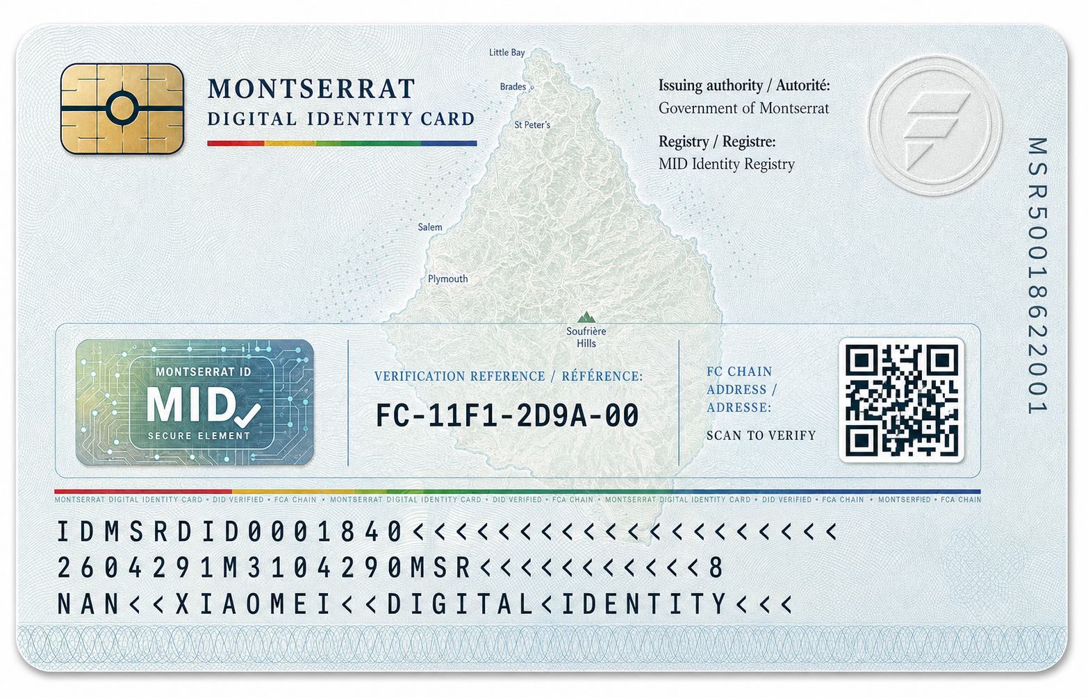 Montserrat Digital Identity Card back sample