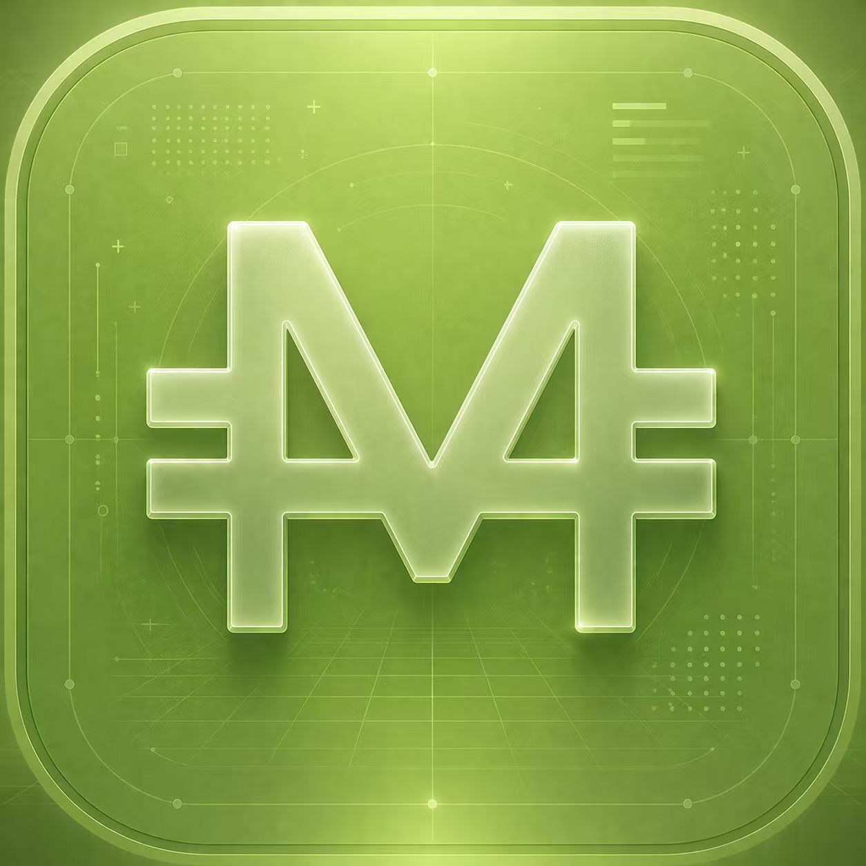 M Wallet green glass mark